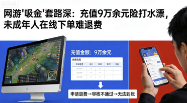 网游“吸金”套路深：充值9万余元险打水漂，未成年人在线下单难退费
